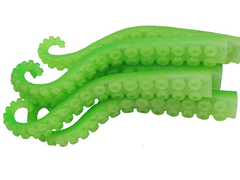 Archie McPhee Set of Five Green Rubber Glow in The Dark Finger Tentacle Puppets - Image 1